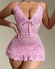 Lace Lingerie Set with Ruffled Hem