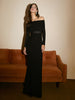 Elithra - Off-Shoulder Mesh Maxi Dress