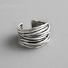 Layered Adjustable Silver Ring