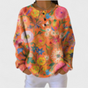 Faustine - Orange Colourful Floral Print Sweater