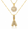 Pavé Initial Necklace Set | Gold