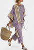 Elowric | Lavender Top & Striped Pants