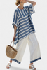 Corvielle | Blue Striped Top & Detailed Pants