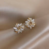 Gold Opal Petal Earrings