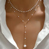 Double-Layer Pearl Drop Necklace