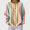 Sara - Colourful Striped Sweater with Button Placket