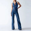 Valentine | Denim Backless Jumpsuit with Heart Neckline