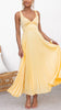 Aby - Yellow Pleated V-Neck Maxi Dress
