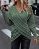 Solid Colour Long-Sleeve V-Neck Sweater