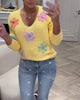 Long-Sleeve Floral V-Neck Sweater