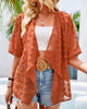 Thin Solid Colour Jacquard Overcoat with Mid-Length Sleeves