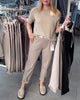 Casual Solid Straight-Leg Pants