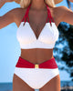 High-Waisted Contrast Colour Swimsuit with Double Straps