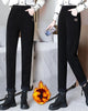 High-Waist Warm Pants with Wool Lining
