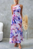 Deja - Floral Print One Shoulder Pleated Maxi Dress