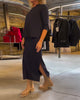 Simple Solid Colour Round Neck Skirt Set
