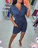 Casual Polka Dot Jumpsuit with V-Neck and Short Sleeves