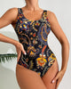 Triangle Print Tank-Style One-Piece Swimsuit