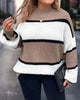 Relaxed-Fit Sweater with Contrast Stripes and Drop Shoulders