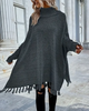 Turtleneck Sweater with Batwing Sleeves and Fringe
