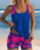 Sleeveless U-Neck Tankini with Printed Boxer Shorts