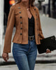 Elegant Solid Colour Double-Breasted Jacket
