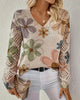 V-Neck Sweater with Openwork Pattern
