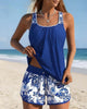 Printed Two-Piece Tankini with Vest Top and Shorts