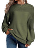 Solid Colour Lantern-Sleeve Knit Sweater