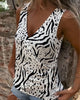 Casual Printed V-Neck Wrap Vest with Buttons
