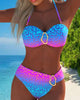 Halter-Neck Swimsuit with Leopard Print & Ombre Finish