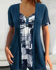Printed Asymmetric Faux Two-Piece Blouse