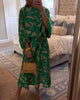 Printed Lantern-Sleeve Casual Dress Set