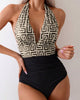 Contrast Print Backless One-Piece Swimsuit