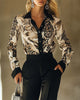 Fashion Notched Lapel Leopard Print Shirt