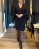 Solid Colour V-Neck Sweater Dress