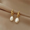 Elegant Gold Baroque Pearl Earrings