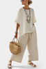 Drevon | Minimalist Raw Blouse & Wide-Leg Pants