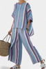 Faelith | Elegant Mauve Pastel Top & Striped Linen Pants