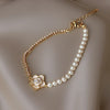 Vintage Gold & Pearl Floral Bracelet