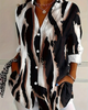 Stand-Collar Blouse with Abstract Print