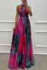Elaine - Floral Tulle Halter Maxi Gown