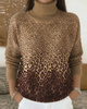 Casual Mock-Neck Sweater with Leopard Print