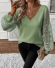 Trendy Openwork V-Neck Sweater