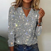 Sparkly V-Neck Long-Sleeve Blouse for Women | Perfect for Festive Occasions