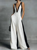 Celine | Black & White Color-Block Wide-Leg Jumpsuit