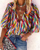 Trendy Colourful Print V-Neck Blouse