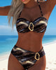 Marble Print Bikini with Halter Neck Straps