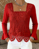 Crochet Blouse with Wide Neckline and Patchwork Detail