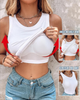 Ribbed Round-Neck Tank Top with Built-In Bra